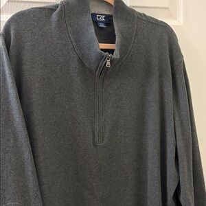 Cutter & Buck Big Men's Charcoal Zip-Up Sweater